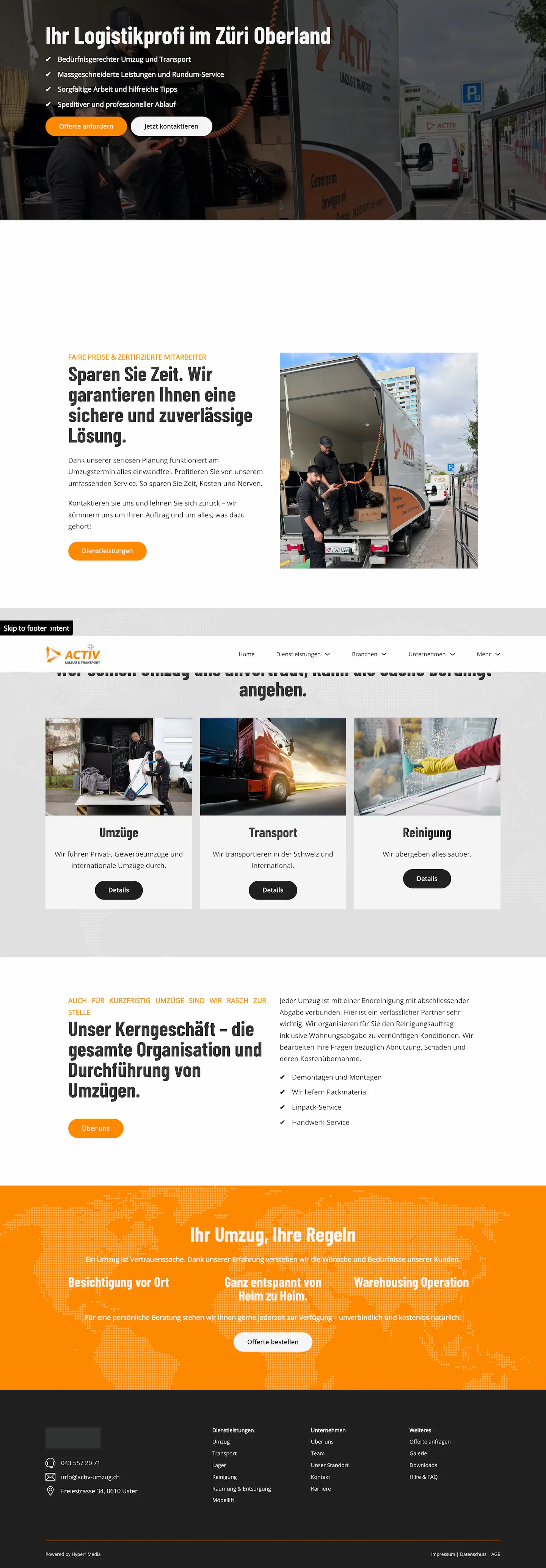 Screenshot von activ-umzug.ch Website